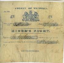 Nicholas Webber's Miner's Right document, 1857