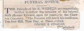 Albion Foundry Castlemaine 1880 and Robert Webber funeral notice 1881