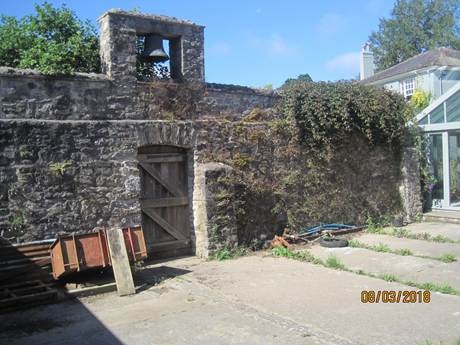 Beaston farmyard with bell tower and house where Elizabeth Webber was a servant