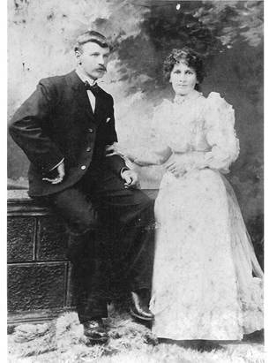 Bill Webber and Myrtle Webber — formal studio portrait as a young couple, c.1900s