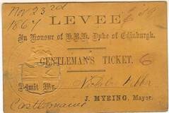 Duke of Edinburgh Levee ticket, 1867