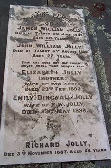 Reginald Jolly and Jolly family tombstone