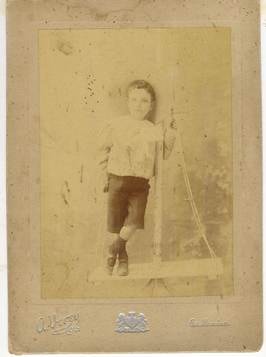 Robert (Bobbie) Agel as baby and as boy with cane, C. Verey & Co Castlemaine